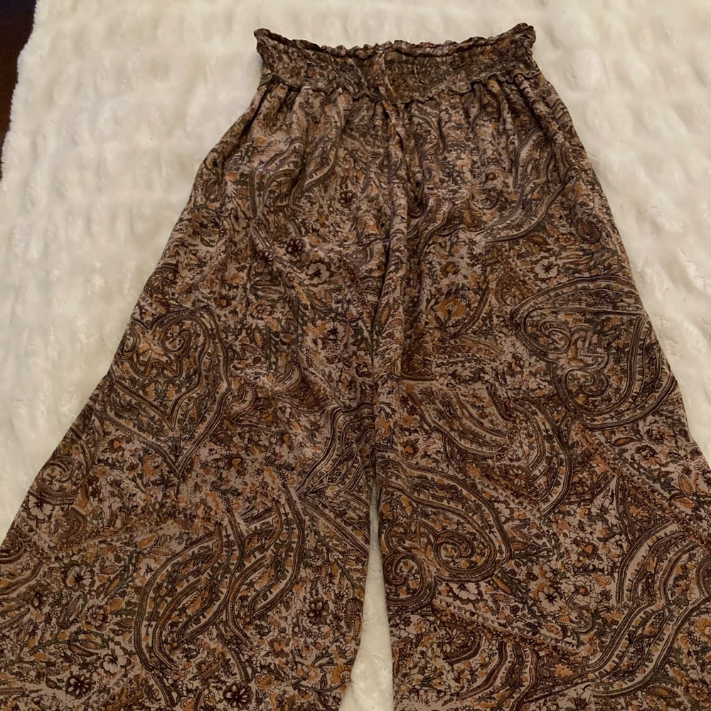 Calypso silk wide leg paisley pant XS s